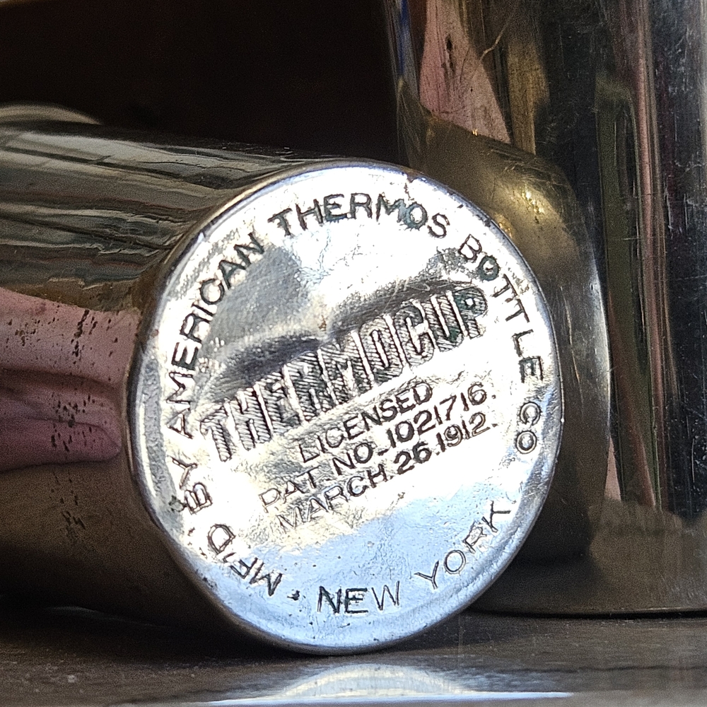 VINTAGE Early 20th Century Set Of 3 Thermos Stainless Steel Cups Thermocup 1912